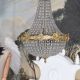 Candelabru Rococo din alama aurie cu cristale