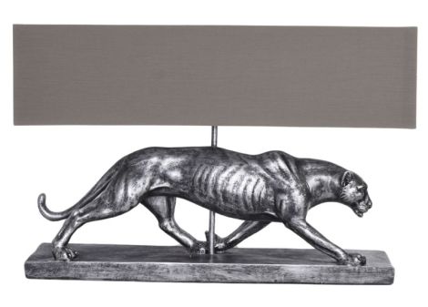 Lampa de masa cu un leopard argintiu