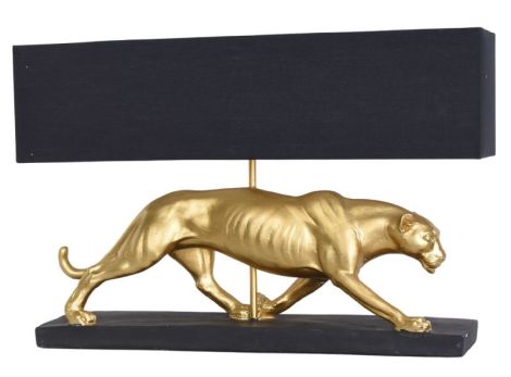 Lampa de masa cu un leopard auriu