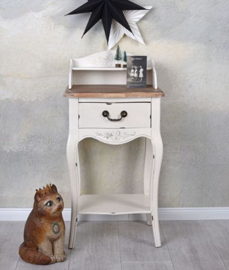 Consola Shabby Chic alba cu blat bej