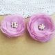 set brose flori roz pal cu perle