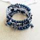 bratara boho spirala bleumarin cu pietre si perle