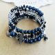 bratara boho spirala bleumarin cu pietre si perle