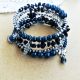 bratara boho spirala bleumarin cu pietre si perle