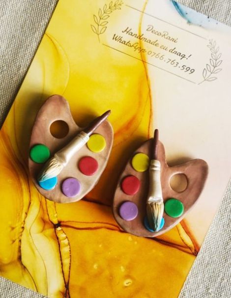 Clame de par Palet de artist - handmade cu sufl