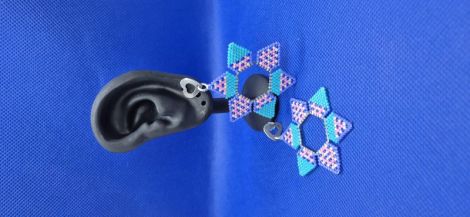 Cercei Hexagon bleu