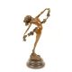 Femeie Bachus-statueta bronz pe soclu marmura