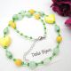 Colier handmade cu mrgele galbene i accente verz