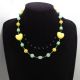 Colier handmade cu mrgele galbene i accente verz
