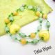 Colier handmade cu mrgele galbene i accente verz