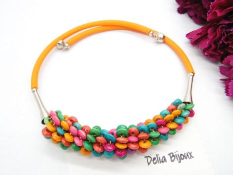 Colier statement handmade unicat - lemn cod1241