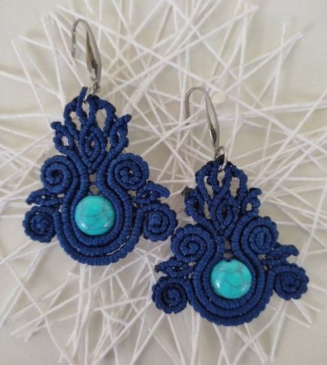 Cercei macrame Blue