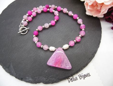 Colier handmade - agate frozen si perle cultura c