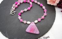 Colier handmade - agate frozen si perle cultura c