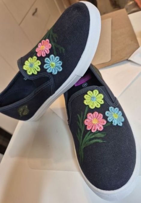 Espadrile pictate manualunicat cu accesorii