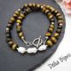 Colier handmade - ochi de tigru si perle cultura 