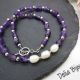 Colier handmade - ametist si perle cultura cod124