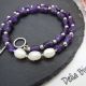 Colier handmade - ametist si perle cultura cod124