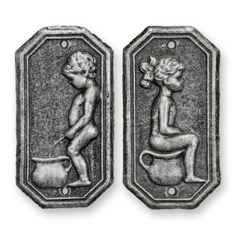Set plachete decorative usa toaleta argintii
