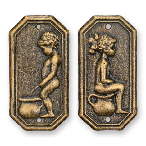 Set plachete decorative usa toaleta bronz