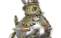 Bufnita in balon-statueta steampunk din rasini