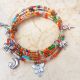 bratara boho multicolora cu charmuri argintii