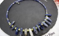 Colier statement handmade unicat - sodalit si peri