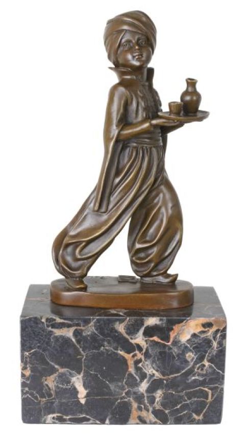Servitor oriental-statueta din bronz cu soclu din 