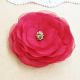 Brosa floare rosie voal 11 cm