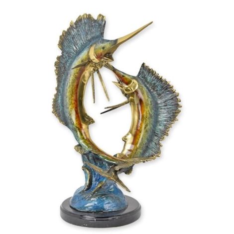 Pereche de peti spada-statueta din bronz