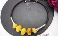 Colier statement handmade unicat agate galbene co