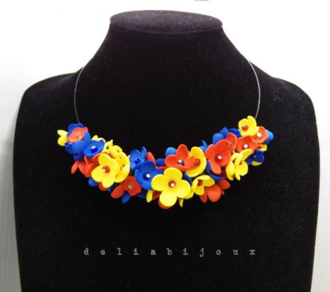 Colier handmade statement - Tricolor cod1262