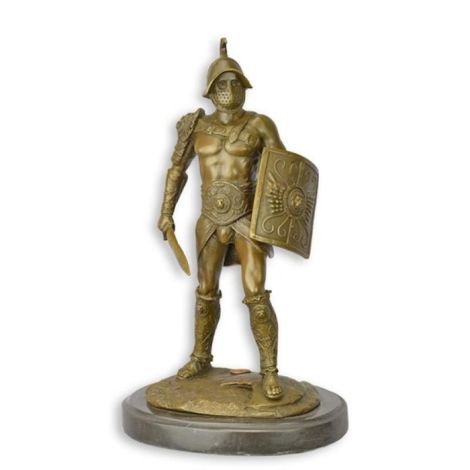 Gladiator-statueta din bronz cu un soclu din marmu