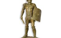 Gladiator-statueta din bronz cu un soclu din marmu
