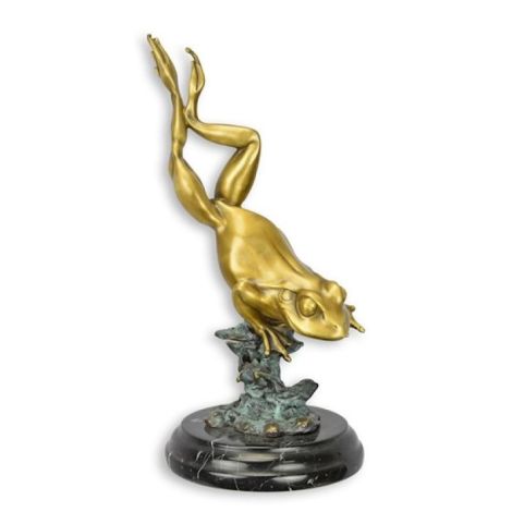Broasca sarind-statueta din bronz cu un soclu din 