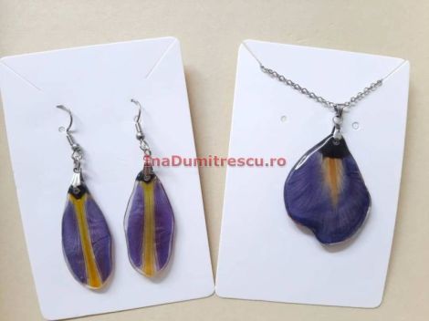 Set cercei+colier IRIS NATURAL si rasina epoxidica