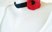 chocker piele  dantela si mac rosu 