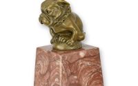 Buldog-statueta bronz cu soclu marmura