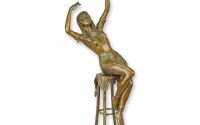 Doamna la bar-statueta din bronz masiv