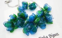 Set bijuterii statement handmade cu flori albastre