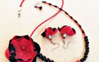 Set floral rosu si negru