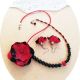 Set floral rosu si negru