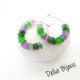 Cercei colorai din plastic reciclat Verde Mov T