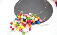 Colier statement unicat multicolor Margele de lemn