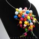 Colier statement unicat multicolor Margele de lemn