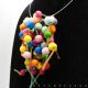 Colier statement unicat multicolor Margele de lemn