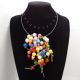 Colier statement unicat multicolor Margele de lemn