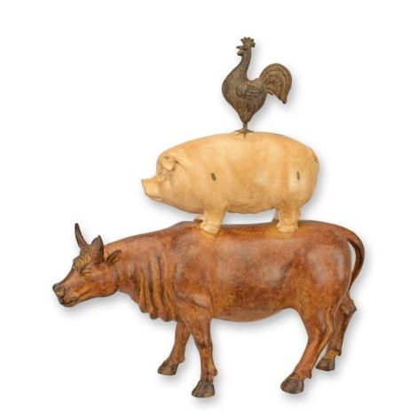 Vaca porc si cocos-statueta din rasini speciale
