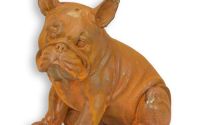 Buldog-statueta din fonta antik rusty
