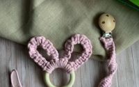 Macrame Lant pt suzeta + Bunny ears 